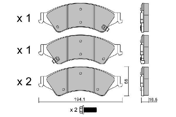 Jeu de 4 plaquettes de frein AISIN ref. BPFO-1017